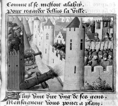 Ms Fr 5054 fol.54v Het Beleg van Orléans, uit de Nachtwaken van Karel VII, ca. 1484 door Martial de Paris